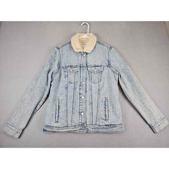 Old Navy Jackets & Blazers - Old Navy Denim Trucker Jacket Women's Size Medium Blue Sherpa Lined Jean Coat